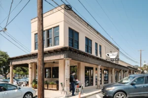 Photo of the front/corner of Merit Coffee in San Antonio.