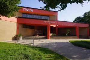 Outside of the YWCA Olga Madrid Community Center